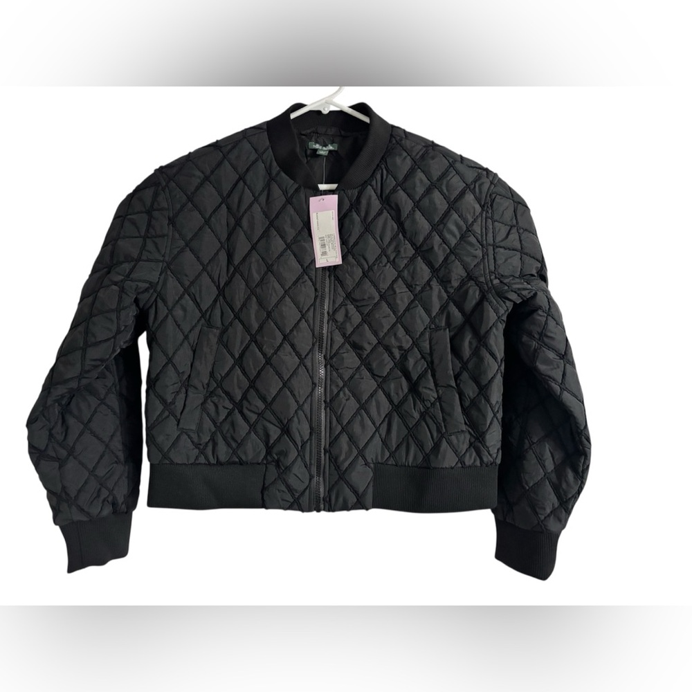 Wild Fable Women's Quilted Bomber Full Zip Black Jacket Size Large - Picture 2 of 7